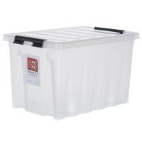 Контейнер Rox Box с крышкой с роликами 60х40x36 см, 70 л, пластик цвет прозрачный