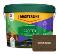 Пропитка защитная Masterline Protex Тиковое дерево 9л, (ДК)