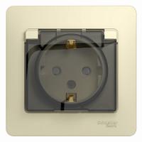 SCHNEIDER ELECTRIC.Розетка GLOSSA (1) с защ.крыш. шторки с/з IP44 бежевая GSL000248, (ЭИ)