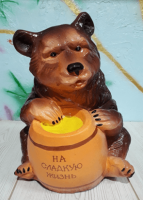 Фигура садовая Медведь с бочонком коричневый, 350 мм