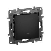 LEGRAND.ETIKA.Выключатель с подсветкой (1) 10A антрацит, (ЭИ)