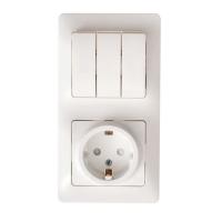 SCHNEIDER ELECTRIC.Блок комб. GLOSSA розетка шторки с/з + выкл. 3-кл. белый GSL000178, (ЭИ)