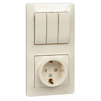 SCHNEIDER ELECTRIC.Блок комб. GLOSSA  розетка с/з шторки + выкл. 3-кл. беж. GSL000278, (ЭИ)