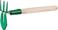 Мотыга-рыхлитель РОСТОК с деревянной ручкой, ″лепесток+3 зуба″ прямая, 155x70x425мм (301)