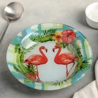 ДОЛЯНА.Тарелка суповая Розовый фламинго, 185x185x30 мм, (ДК)