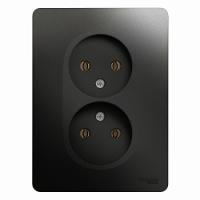 SCHNEIDER ELECTRIC.Розетка GLOSSA (2) б/з в сборе антрацит GSL000720, (ЭИ)