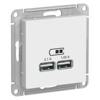SCHNEIDER ELECTRIC.Розетка USB ATLAS DESIGN, 2 порта белый, ATN000133, (ЭИ)