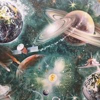 Обои флизелиновые Гомель-Фокс Вселенная зеленая 1,06*10м 10107, (ДК)