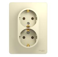 SCHNEIDER ELECTRIC.Розетка GLOSSA (2) с/з бежевый,GSL000224, (ЭИ)