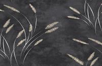 Обои флизелиновые SOLO Accento Reeds Камыши бежевые на черном фоне 1,06*10,05 м 285038, (ДК)