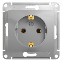SCHNEIDER ELECTRIC.Розетка GLOSSA (1) с/з алюминий, GSL000343,(ЭИ)