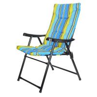 Кресло складное мягкое Релакс 47х57х90 см Твой Пикник желто-голубая полоска GB-013 до 120кг (301)