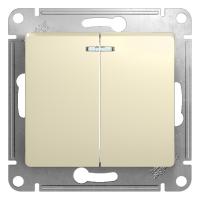 SCHNEIDER ELECTRIC.Выключатель с подсветкой GLOSSA (2) бежевый, GSL000253, (ЭИ)