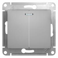 SCHNEIDER ELECTRIC.Выключатель с подсветкой GLOSSA (2) алюминий, GSL000353, (ЭИ)