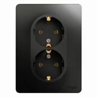 SCHNEIDER ELECTRIC.Розетка GLOSSA (2) в сборе с/з антрацит GSL000724, (ЭИ)