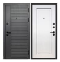 Дверь металлическая ТАЙГА 2МДФ 960L Сатин графит/Эмалит белый 2050*960*105мм, (ДК)