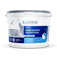 Краска моющаяся ЛАКРА белая матовая в/д латекс. 3кг 8306485, (ДК)