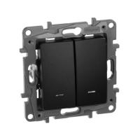 LEGRAND.ETIKA.Выключатель с подсветкой (2) 10A антрацит, (ЭИ)