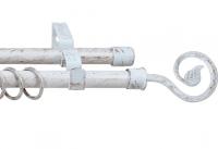 LEGRAND.Карниз кованный раздвижной лукка, 2-ряд белое золото, 160-300см, (ДК)