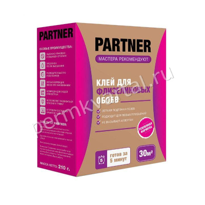 PARTNER.Клей д/обоев флизелин,  210 гр./30кв.м, (ДК)