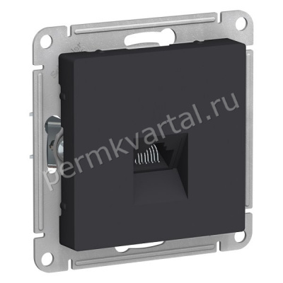 SCHNEIDER ELECTRIC.Розетка компьютерная ATLAS DESIGN, (RJ45) карбон, ATN001083, (ЭИ+К)