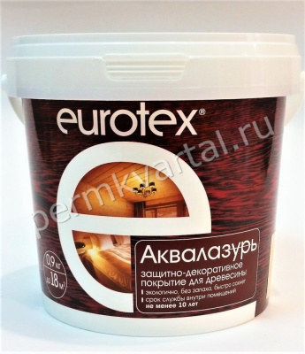 Лак акриловый EUROTEX Аквалазурь Бесцветный 0,9 кг, (ДК)