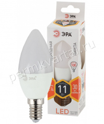 ЭРА.Лампа светодиод, B35/11Вт/2700К/E14/880Лм, свеча LED B35-11W-827-E14
