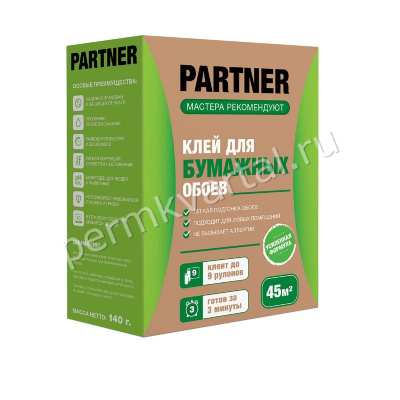 PARTNER.Клей д/бумажных обоев, 140 гр./45кв.м, (ДК)