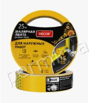DECOR. Лента малярная для наружных работ, оранжевая 38ммх25м, (ДК)