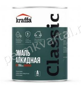 Алкидная эмаль без запаха Kraffa база А (белая), 0,75л , (ДК)
