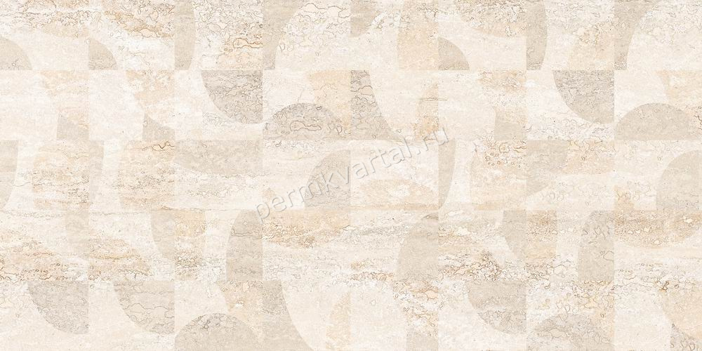 Плитка стеновая керамическая БЕРЕЗАКЕРАМИКА Декор Травертин 1 кремовый РИСУНОК 300*600мм 1,62м2, (ДК