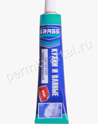 Герметик силиконовый KRASS для кухни и ванны белый, 80гр, (ДК)