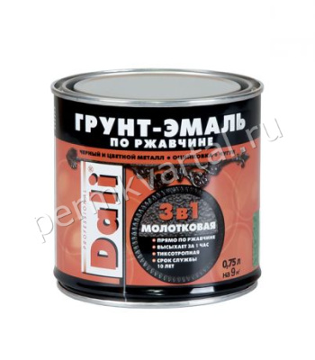 Грунт-эмаль по ржавчине молотковая 3в1 DALI Серебристый 0,75 л, (ДК)