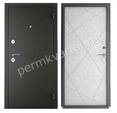 Дверь металлическая ПРОМЕТ Титан Диагональ 860 R Графит/Бетон снежный 2050*860*93, (ДК)