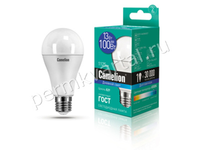 CAMELION.Лампа светодиод, А60/13Вт/E27/6500K/1125Лм, груша LED A60-13W-865-E27/12652