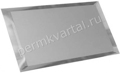 ДСТ.Прямоугольная зеркальная серебряная плитка с фацетом 10мм,  240х120, (ДК)