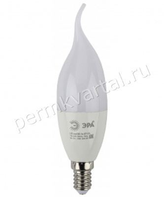ЭРА.Лампа светодиод, BXS35/9Вт/2700К/E14/800Лм, свеча ветру