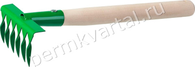 Грабельки садовые с деревянной ручкой РОСТОК 6 витых зубцов, 120x62x405 мм (301)