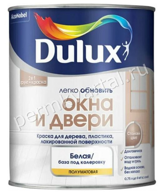 Краска LUXIUM Окна и Двери полуматовая BW 0,75л, (ДК)