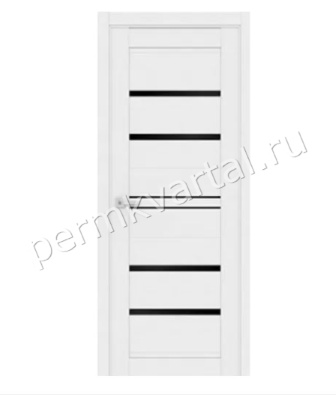 Дверь межкомнатная со стеклом 800*36*2000мм FRANT Grand 52 Снежное дерево (лакобель черное), (ДК)