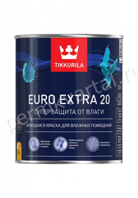 Краска для влажных помещений TIKKURILA EURO EXTRA 20 полуматовая база А 0,9 л