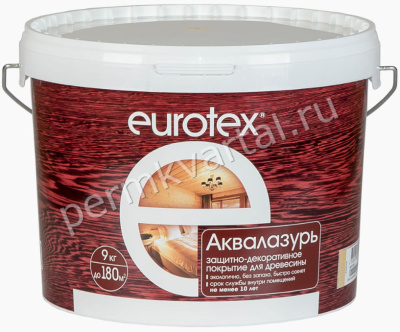 Лак акриловый EUROTEX Аквалазурь Белый 9 кг