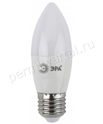 ЭРА.Лампа светодиод, B35/9Вт/6000К/E27/720Лм, свеча LED B35-9W-860-E27