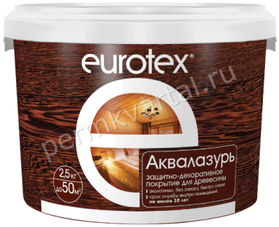 Лак акриловый EUROTEX Аквалазурь Бесцветный 2,5 кг