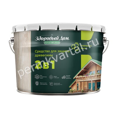 Пропитка для защиты древесины ЗДОРОВЫЙ ДОМ 2в1 Орех 9л, (ДК)