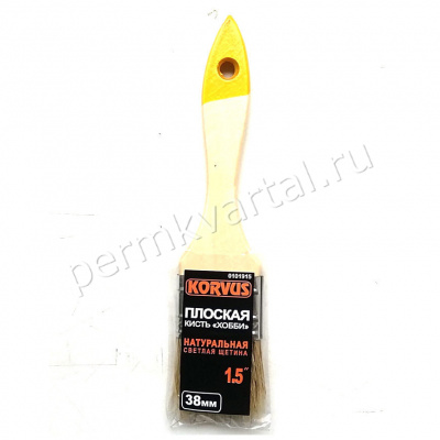 Кисть плоская KORVUS Хобби натуральная щетина 38 мм (105)