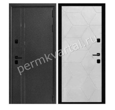 Дверь металлическая ДС ТЕРМО Графика 860R Графит/Дуб кантри белый 2050*860*105мм, (ДК)