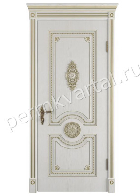 Дверь межкомнатная глухая GRETA 600х2000 Бьянко Классик с патиной, (ДК)