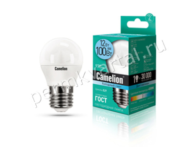 CAMELION.Лампа светодиод, G45 12Вт/E27/4500K/970Лм, шарик LED G45-12W-845-E27/13696