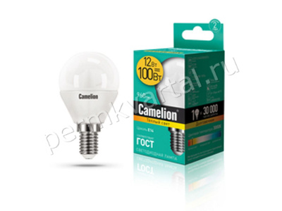 CAMELION.Лампа светодиод, G45/12Вт/E14/3000K/960Лм, шарик